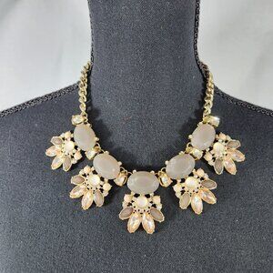 Early 2000s THE LIMITED Huge Rhinestone Necklace Caramel Flowers Statement